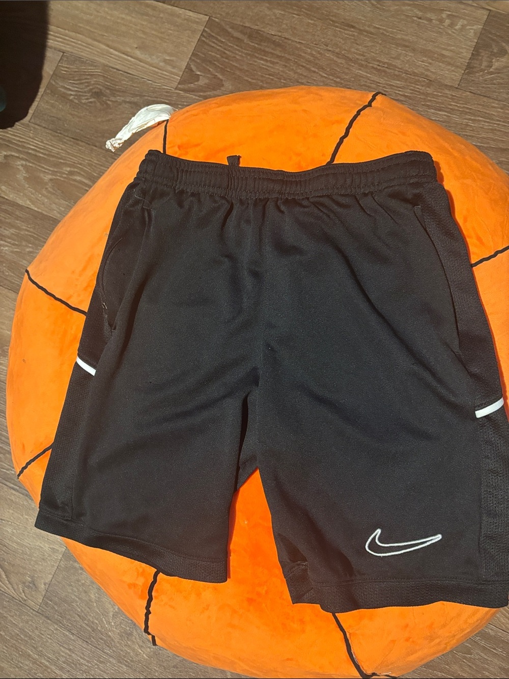 Nike Boy Black Athletic Shorts with White Swoosh